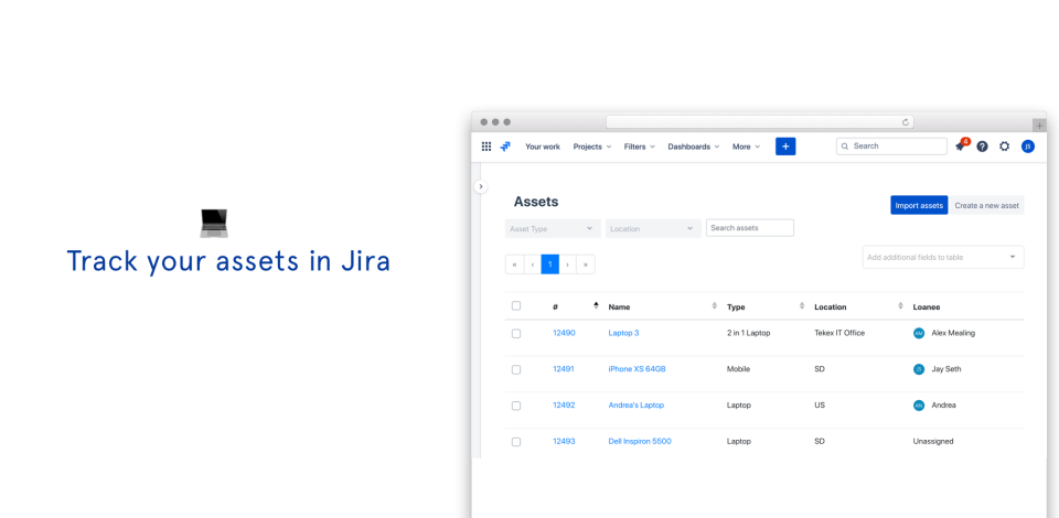 screenshot of Asset Management for Jira
